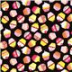 black designer fabric with tossed cupcakes USA 2