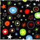 black fabric with colourful stars Robert Kaufman 1