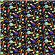 black fabric with rockets stars space Robert Kaufman 2