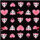 black kawaii panda fabric with pink hearts Japan 1