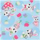 blauer japanischer Stoff Hasen Bren Blumen aus Japan 1