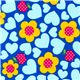 blauer japanischer Blumen Stoff mit Äpfel Herzen 1