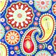 blue Michael Miller fabric Gypsy Paisley big flowers 1