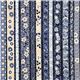 blauer Robert Kaufman Stoff mit Blumen & Silber USA 1