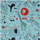 blue circus animals canvas fabric by Nancy Wolff Kokka 1