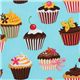 blue cupcakes fabric cherry Robert Kaufman kawaii 1