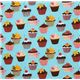 blue cupcakes fabric cherry Robert Kaufman kawaii 2