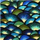 blue designer fabric with peacocks fan & gold embellishments 1
