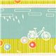 blue grey bike organic fabric with flowers stripes by birch 1