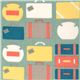 blue grey birch organic fabric with colourful suitcases 1