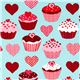 blue heart cupcake fabric de Robert Kaufman 1