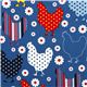 blue organic fabric chicken & flower by Robert Kaufman 1