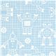 blue organic fabric with robots by Robert Kaufman 1