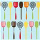 blue retro fabric kitchen utensils par Robert Kaufman 1