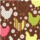 brown organic fabric chicken & flower par Robert Kaufman 1