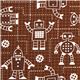 brown organic fabric with robots Realizzato da Robert Kaufman 1