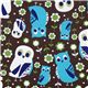 brown owls Kokka oxford fabric flower du Japon1
