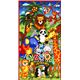 farbiger Designer Stoff mit lustigen Zoo Tieren 1