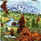 colourful bear family fabric mountains Robert Kaufman 1