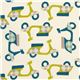 cream birch organic fabric with green mopeds 1