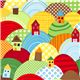 country housel fabric with colourful hills Realizzato da Robert Kaufman 1