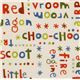 cream Riley Blake fabric Scoot with colourful words 1