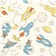 cream birch organic fabric for boys space rocket 1