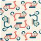 cream birch organic fabric with mopeds in coral and green 1