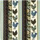 cream designer fabric with rooster & flowers in stripes 2