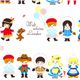 cute traditional dressed children fabric de Kokka 1