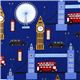 dunkelblauer London Stoff Big Ben Robert Kaufman USA 1