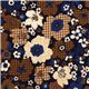 dark blue houndstooth flower designer flannel fabric USA 1