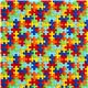 Designer Stoff mit bunten Puzzlestücken aus den USA 2