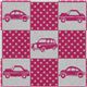 echino canvas designer fabric cars squares pink Japan 1
