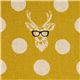 echino canvas fabric Buck stag with glasses yellow 1