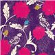 purple echino canvas fabric Dahlia bird & flower Japan 1