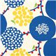 echino canvas fabric blue berries birds from Japan 1