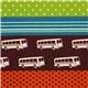 echino canvas fabric bus brown & polka dots from Japan 1