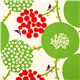 echino canvas fabric green berries birds du Japon1