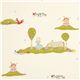 ecru birch organic fabric with children, horse and windmill 1