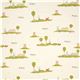 ecru birch organic fabric with children, horse and windmill 2
