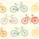 ecru birch organic fabric with colourful bicycles 1
