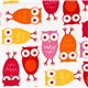 funny white owls fabric Robert Kaufman kawaii 1
