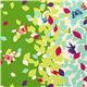green echino canvas fabric leaves & birds from Japan 1