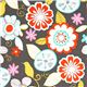 grauer Michael Miller Stoff mit Blumen & V�geln 1