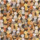 grey designer fabric with brown and grey cats & birds 2