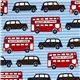 light blue London fabric bus & car Robert Kaufman USA 1