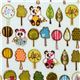 light blue Riley Blake flannel fabric panda bear trees 1