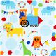 light blue fabric circus animals locomotion Robert Kaufman 1