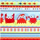 light blue stripes fabric with baby crab Timeless Treasures 1